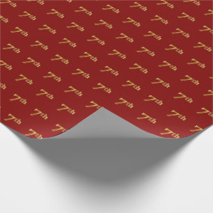 Red, Faux Gold 7th (Seventh) Event Wrapping Paper