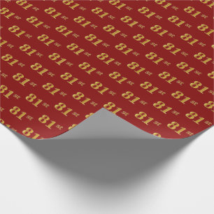 Red, Faux Gold 81st (Eighty-First) Event Wrapping Paper