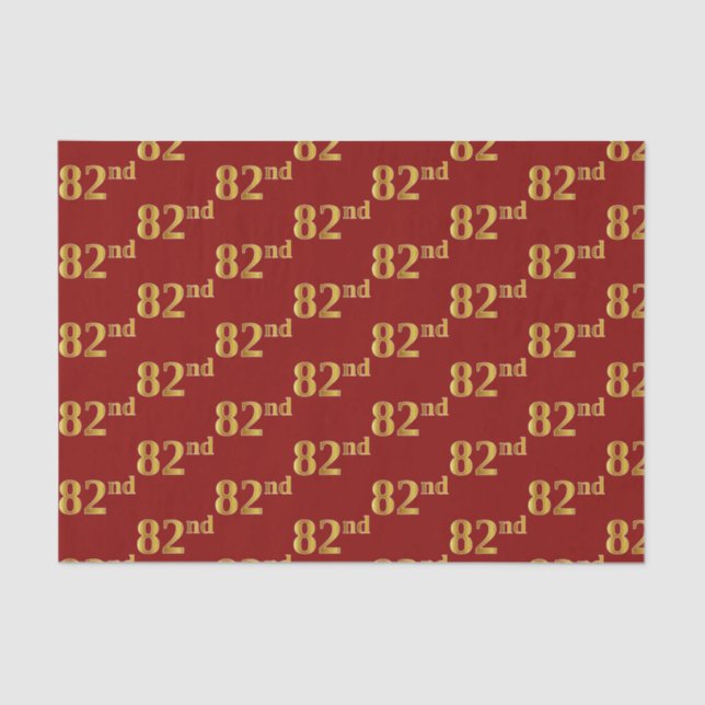 Red, Faux Gold 82nd (Eighty-Second) Event Tissue Paper (Front)
