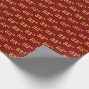 Red, Faux Gold 88th (Eighty-Eighth) Event Wrapping Paper