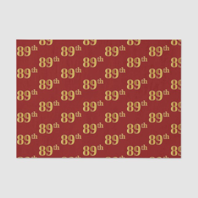 Red, Faux Gold 89th (Eighty-Ninth) Event Tissue Paper (Front)