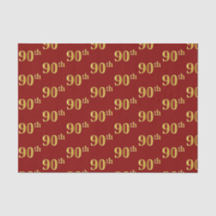 Red, Faux Gold 90th (Ninetieth) Event Tissue Paper