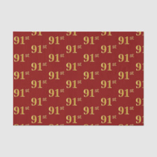 Red, Faux Gold 91st (Ninety-First) Event Tissue Paper