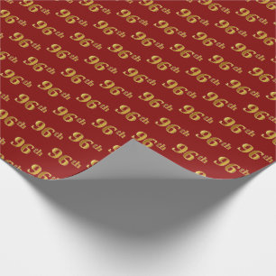 Red, Faux Gold 96th (Ninety-Sixth) Event Wrapping Paper
