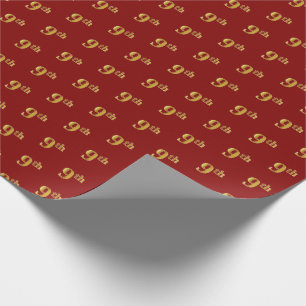 Red, Faux Gold 9th (Ninth) Event Wrapping Paper