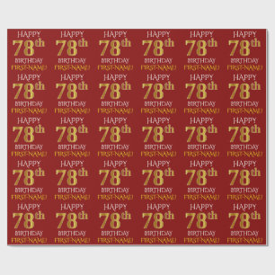 Red, Faux Gold "HAPPY 78th BIRTHDAY" Wrapping Paper