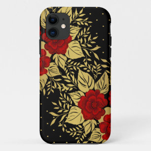 red,faux,gold,roses,pattern,chic,elegant,modern,gi Case-Mate iPhone case