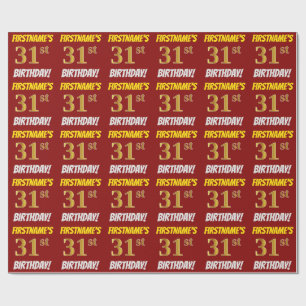 Red, Faux/Imitation Gold, "31st BIRTHDAY" Wrapping Paper