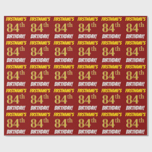 Red, Faux/Imitation Gold, "84th BIRTHDAY" Wrapping Paper