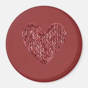Red Faux Knitt Heart Magnet