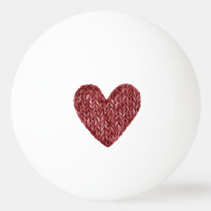 Red Faux Knitt Heart Ping Pong Ball
