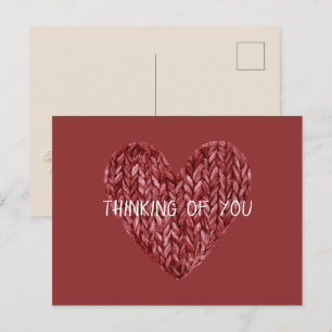 Red Faux Knitt Heart Postcard