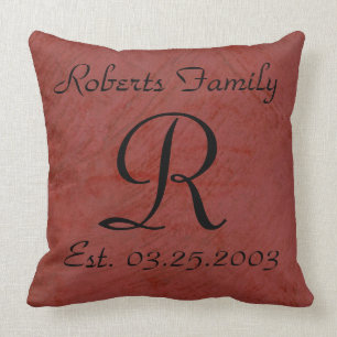 Red Faux Leather Monogram Anniversary Cushion