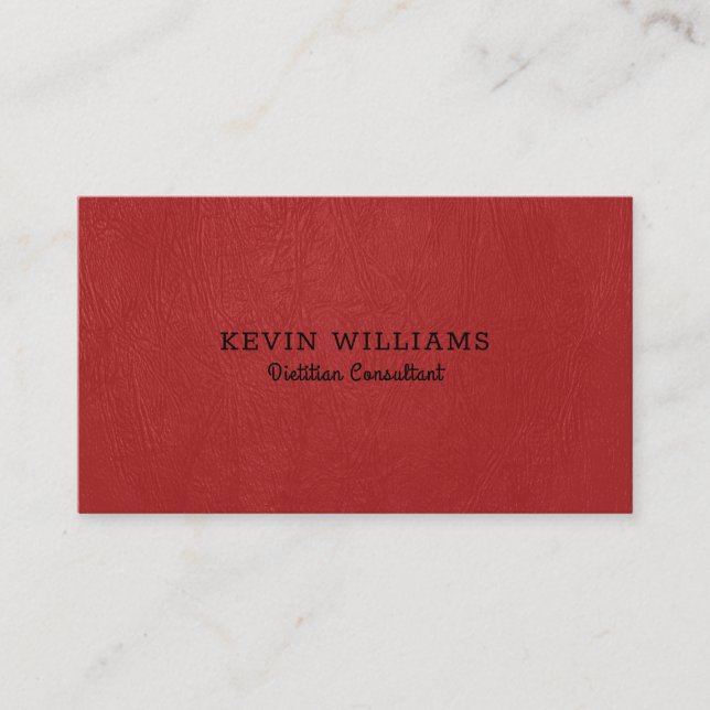 Red faux leather texture background business card (Front)