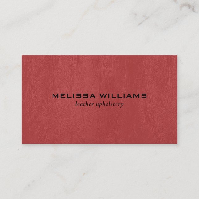 Red faux leather texture business card (Front)