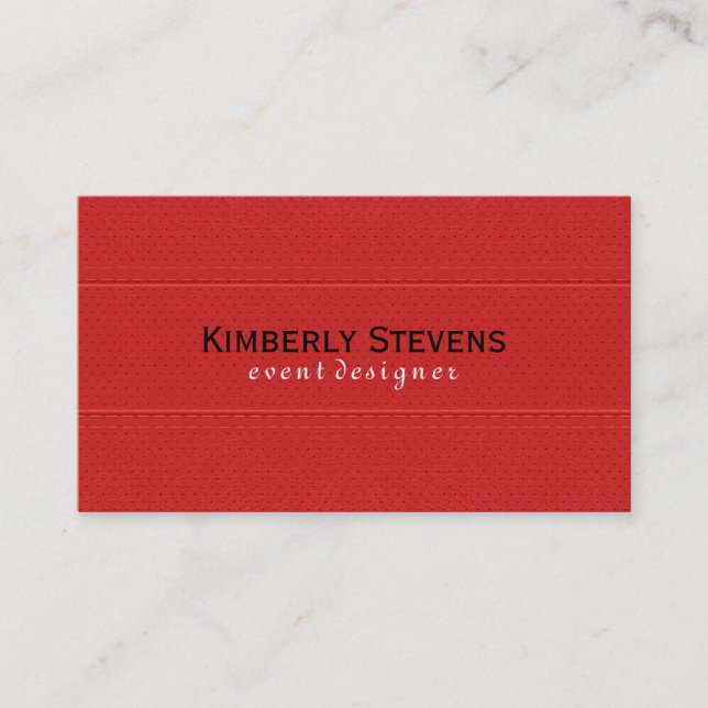 Red Faux Leather Vintage Look Business Card (Front)