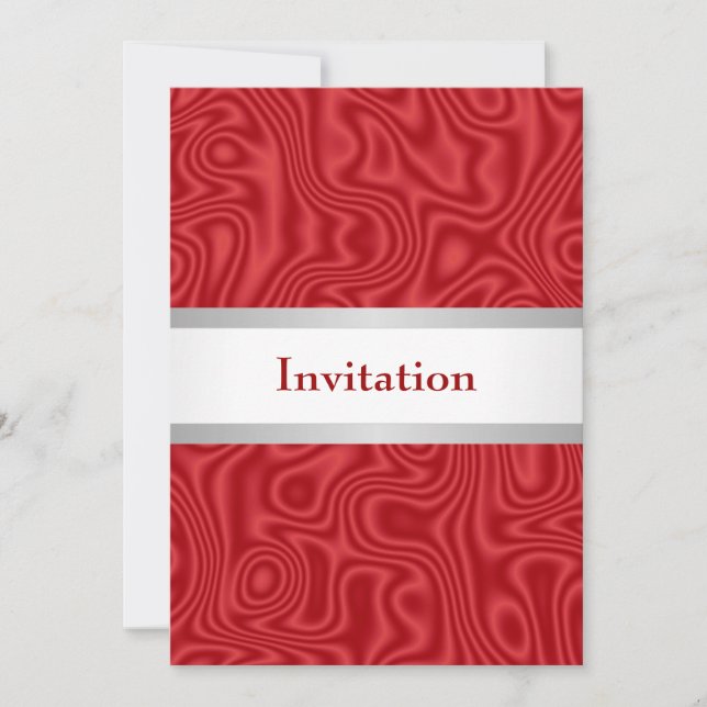 Red Faux Silk White Silver 18th Birthday Party Invitation (Front)