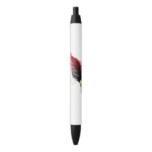 Red feather pen with gold nib