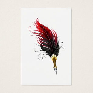 Red feather pen with gold nib