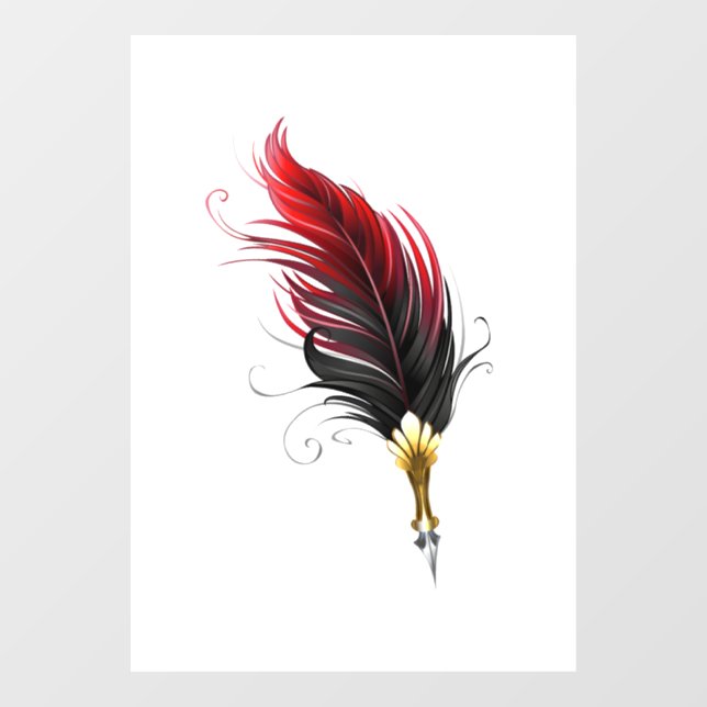 Red feather pen with gold nib (Sheet)