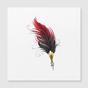 Red feather pen with gold nib