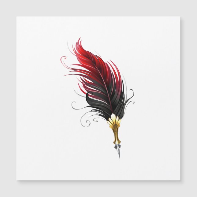 Red feather pen with gold nib (Front)