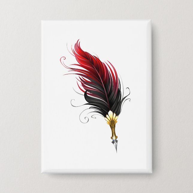 Red feather pen with gold nib (Front)