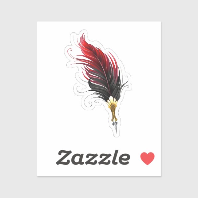 Red feather pen with gold nib (Sheet)