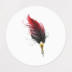 Red feather pen with gold nib