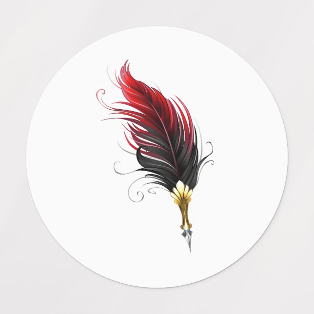 Red feather pen with gold nib (Design 1)