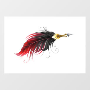 Red feather pen with gold nib