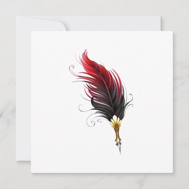 Red feather pen with gold nib announcement (Front)
