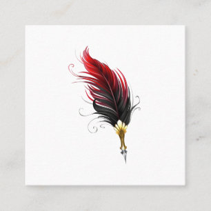 Red feather pen with gold nib appointment card