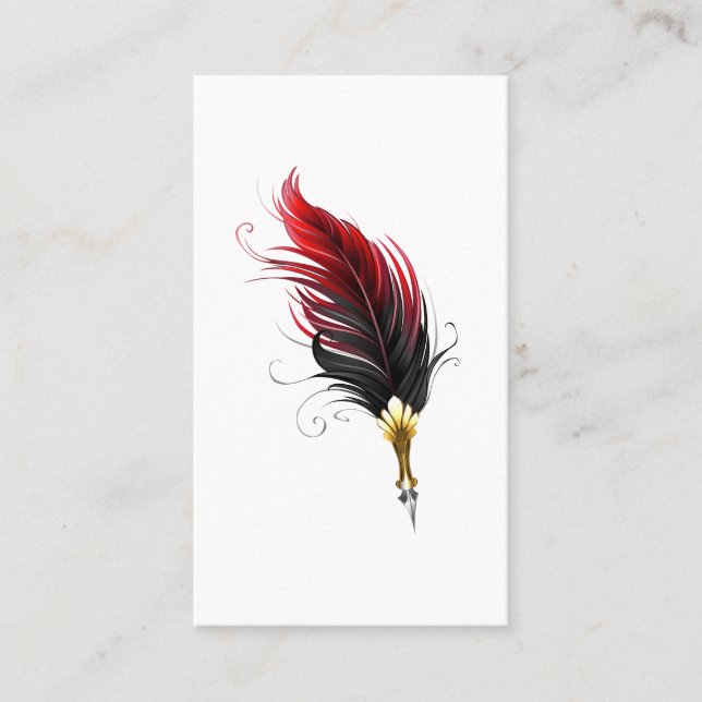 Red feather pen with gold nib appointment card (Front)
