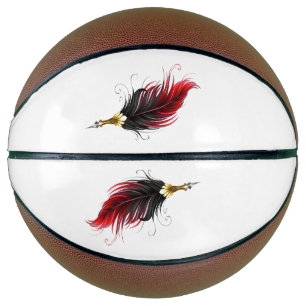 Red feather pen with gold nib basketball