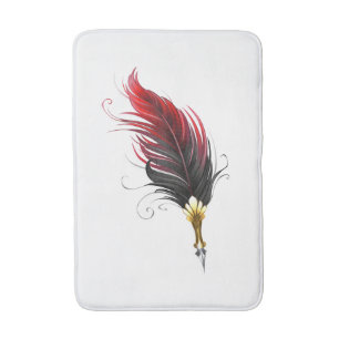 Red feather pen with gold nib bath mat