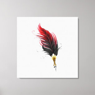 Red feather pen with gold nib canvas print