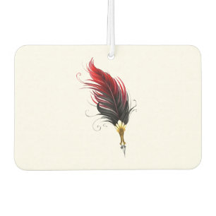 Red feather pen with gold nib car air freshener