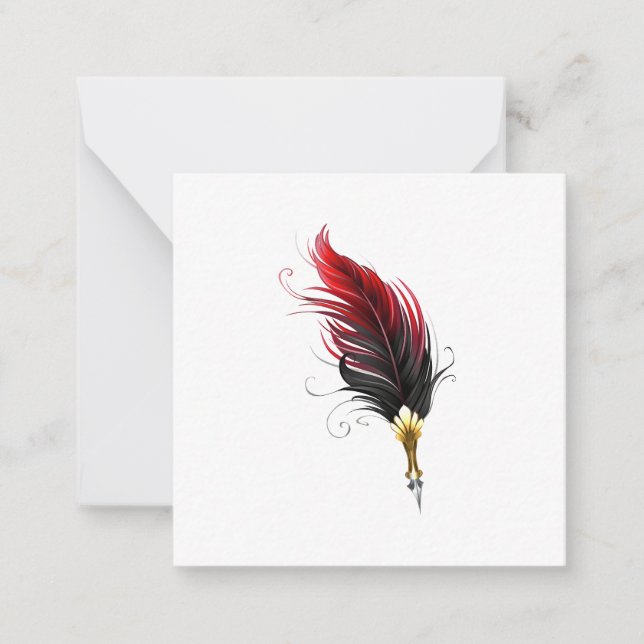 Red feather pen with gold nib card (Front)