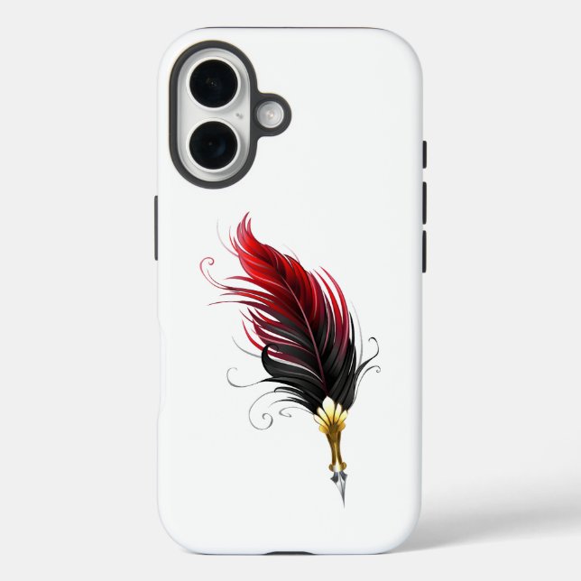 Red feather pen with gold nib Case-Mate iPhone case (Back)