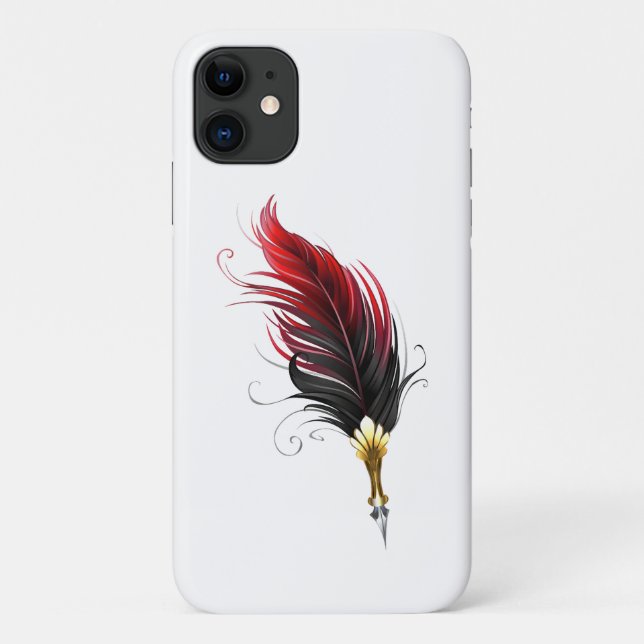 Red feather pen with gold nib Case-Mate iPhone case (Back)