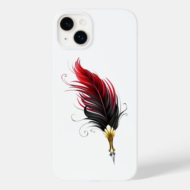 Red feather pen with gold nib Case-Mate iPhone case (Back)