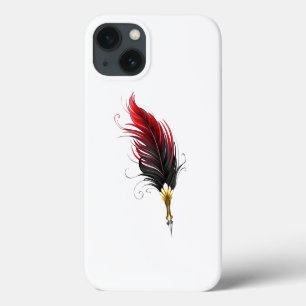 Red feather pen with gold nib iPhone 13 case