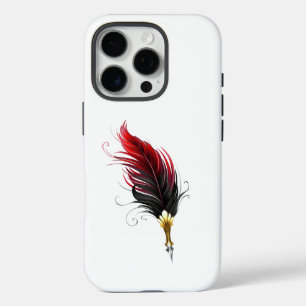 Red feather pen with gold nib iPhone 16 pro case