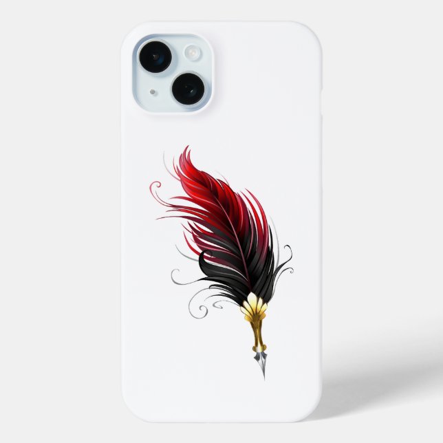 Red feather pen with gold nib Case-Mate iPhone case (Back)