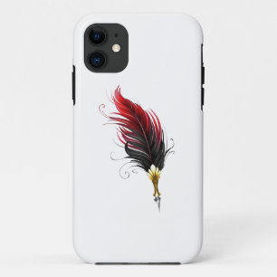 Red feather pen with gold nib Case-Mate iPhone case