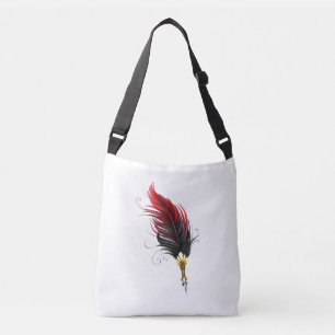 Red feather pen with gold nib crossbody bag