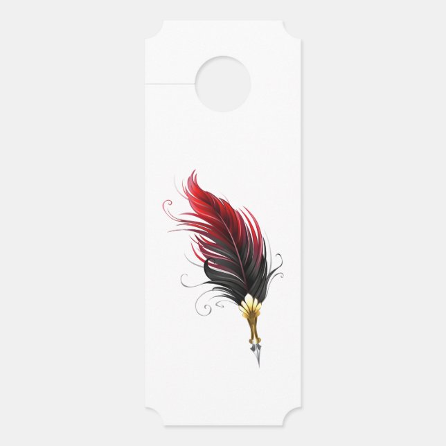 Red feather pen with gold nib door hanger (Front)