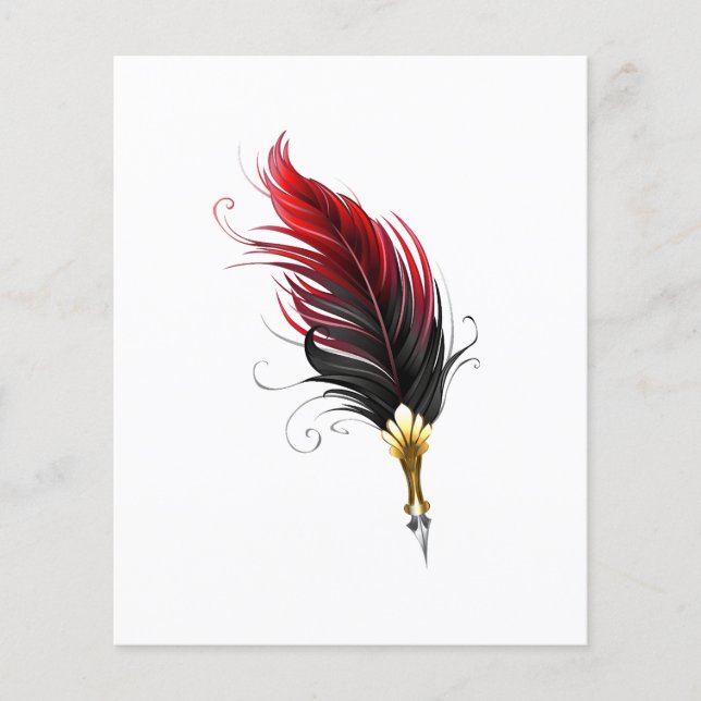 Red feather pen with gold nib flyer (Front)