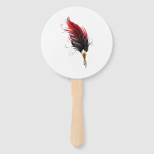 Red feather pen with gold nib hand fan